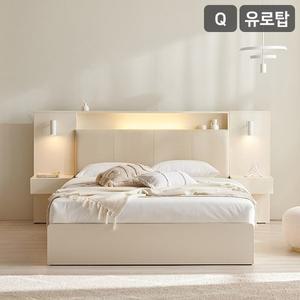 더메인 LED 프리미엄 가죽헤드 수납 호텔 침대유로탑 독립스프링 매트리스-퀸