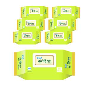 순백케어 빅사이즈 엠보 물티슈 캡형 60매 X 6팩