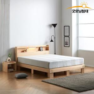 편백나무 원목 LED수납 숨쉬는통마루침대(싱글.슈퍼싱글.더블.퀸.킹)매트리스포함