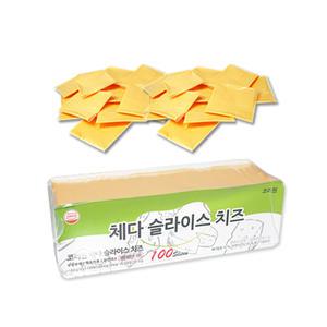 코리원 체다 슬라이스 치즈 100매 (햄버거 피자 치즈)
