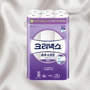 크리넥스화장지 천연펄프롤휴지 순수소프트롤휴지 3겹롤휴지 국내생산화장지 27m 30롤 2팩