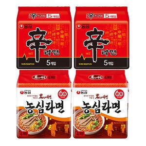 농심 농심라면 124g, 4입, 2개 + 신라면 120g, 5입, 2개 (총 18개)