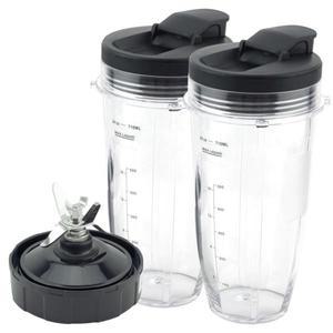 Nutri Ninja Auto IQ용 믹서기 교체 부품, To-Go 뚜껑이 있는 2 24Oz 컵, 7 핀 추출기 블레이드