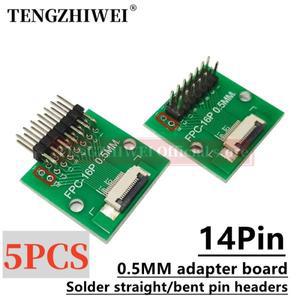 FFC/FPC 어댑터 보드 용접 0.5 플립 탑 커넥터 직선  구부러진 핀 헤더 0.5MM-14P  2.54mm 5 개