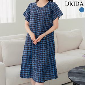 [드리다]엄마옷 드리다 여자 여름 체크 캡소매 반팔 빅사이즈 인견 원피스 4