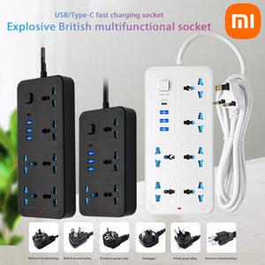 Xiaomi 범용 전원 스트립 2M 전원 소켓 EU UK US AU 플매트 카펫 러그 2500W USB Type-c 고속 충전 글로벌