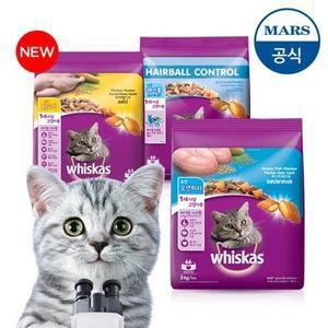 위스카스 포켓 건사료 헤어볼/실내묘용 3kg (맛 택1)
