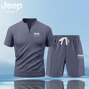 JEEP SPIRIT 여름 얇은 남자 투피스 셋업 트레이닝 세트