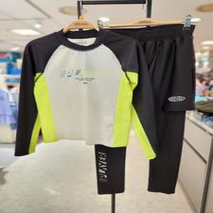 유솔 남아래쉬가드 배색 반바지 레깅스 상하세트 ULAR23402