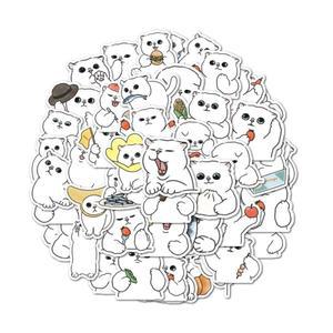 귀여운 작은 흰색 고양이 스티커 냉장고 전화 노트북 벽 및 기타 파티 선물 48 개