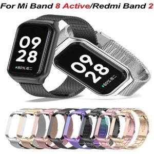 Xiaomi Mi Band 8 용 스트랩 Smart 액티브 팔찌 스테인레스 스틸 메탈 시계 밴드 Active