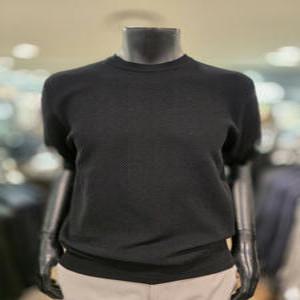 [바쏘옴므] Z2WR18A 25년S/S 블랙 라운드 반소매 니트