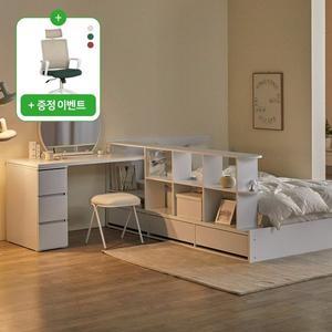 [파로마] 큐브B 책상 책장선반 파티션 수납침대 화장대형 풀세트 SS 6회전본넬매트 (착불)