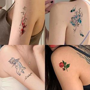 모든 타투 스티커 수채화 레터링 나비 꽃 장미 달 돌고래 플라워 고양이 헤나 감성 고퀄 문신 세트