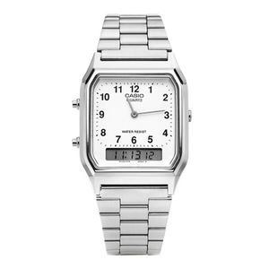 [카시오] 남녀공용 Analog Digital Square 메탈 손목 시계(AQ 230A 7BHDF)