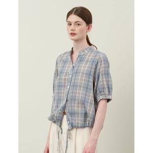 [BNX]체크 패턴 밑단 스트링 반팔 셔츠 BX2BL013L0 _P395455888