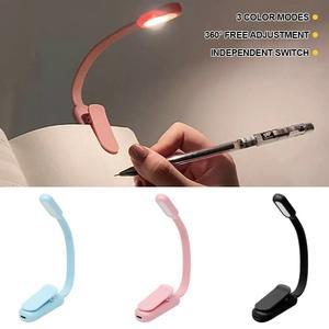 집게 독서등 무선 휴대용 조명 USB 미니 LED 책 밤 3 밝은 색상 조정 가능한 밝기 클립 온 연구 램프 여행용 침실 독서를위한 충전식