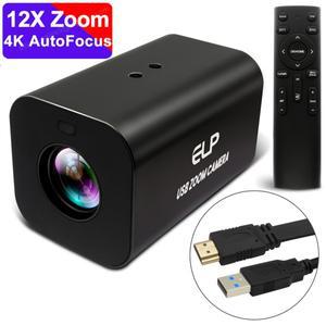 ELP 12X 줌 HDMI USB 카메라 4K 웹캠 1080P 60fps 자동 초점 카메라 H264 H265 HD 비디오 카메라 적외선 리