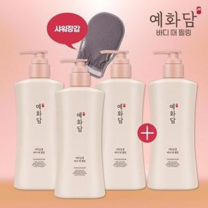 [엘지생활건강]예화담 비단살결 때필링 500ml*4통+샤워장갑*1개