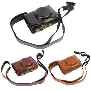 PU 가죽 카메라 가방 케이스 캐논 파워샷 SX740 풀 바디 커버 숄더 스트랩 HS
