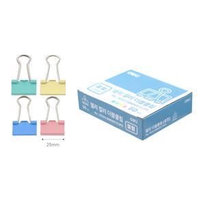 DELI 파스텔컬러 더블클립 중형 25mm 1갑(50개입) C78303 델리 종이 사무용품 집게 크립