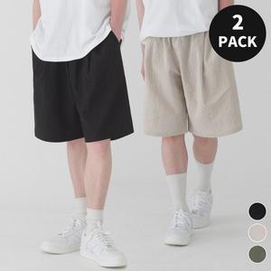 [2 PACK] 컴포터블 린넨 원 턱 버뮤다 팬츠 (3color)