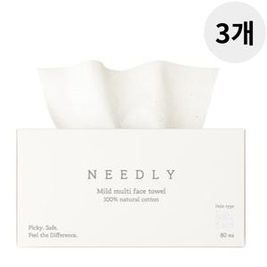 니들리 마일드 멀티 페이스 세안 타올 화장솜 80매 X3