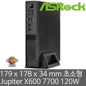 ASRock Jupiter X600 7700 120W Wi-Fi 5 (16GB 램/128GB M.2 Gen3 SSD) 모니터 4대 지원/COM port/무선랜/AMD 라파엘 7700 CPU 장착/두께 34mm 초슬림 미니PC