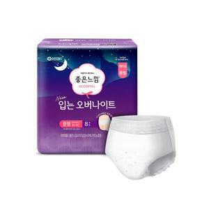 [슈퍼적립] 좋은느낌 입는 오버나이트 8매 2팩+2팩(총 32매) / 입는생리대
