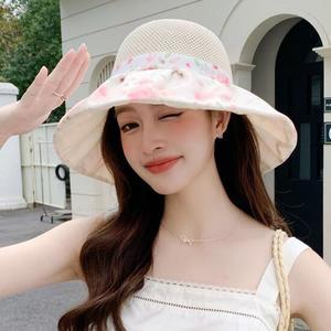 어나더뷰 모엘 플라워 리본 버킷햇 새틴 보넷 바캉스 모자 2564