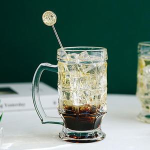 손잡이 패턴 글라스 유리컵 380ml 하이볼잔 주방용품 f