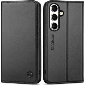 SHIELDON 갤럭시 S24 5G 6.2인치 레트로 브라운 가죽 지갑 케이스