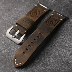 갤럭시 워치 7 울트라 가죽 스트랩, 브라운 빈티지 남성용 팔찌, 47MM 소가죽 팔찌 빈티지용 수제