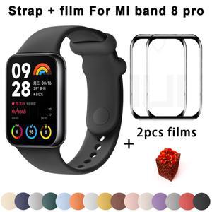 스트랩 + Xiaomi Mi band 8 pro 팔찌 스포츠 실리콘 Miband8 Correa 교체 용 손목 밴드 액세서리 3D 보호
