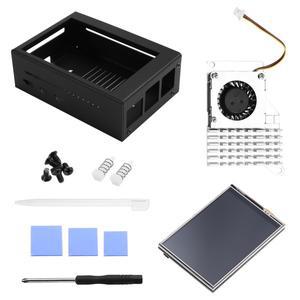 더운 Raspberry Pi 5용 3.5인치 MHS 터치스크린(메탈 케이스  액티브 쿨러 실버 라디에이터 포함)