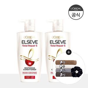 [2개]토탈리페어5 컨디셔너 410ml (증)스누피 타올(색상 랜덤1개)+스크런치(랜