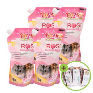TAYSA 대용량 햄스터 목욕모래 장미향 1kg x 4개 향긋한 햄스터 모래로 위생과