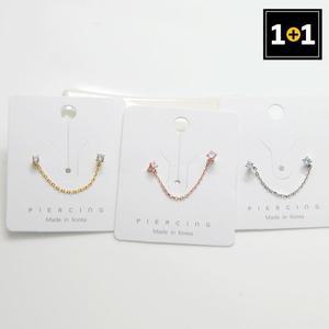 [메리그린][1+1] 패션 피어싱 써지컬 큐빅 투핀 3종 택1 한쪽판매