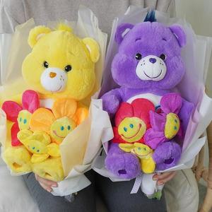 [프로셀러] 케어베어 스마일꽃 인형 꽃다발 4color 생일 졸업