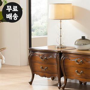 듀 엔틱 마호가니 원목 안방 거실 서랍장 2단 협탁
