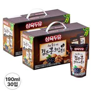 삼육두유 검은콩호두&아몬드 파우치, 190ml, 15개입, 2개