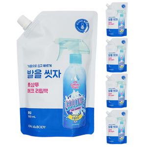온더바디 코튼풋 발을씻자 풋샴푸 에코 리필 쿨링향 500ml 5개