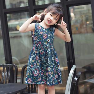 백리본 꽃패턴 키즈 나시 원피스 러블리 플라워 드레스 여아 여름 휴가룩 유아 면원피스