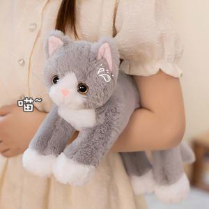 귀여운 고양이 인형 봉제 장난감 동물 흰색 회색 새끼 베개 여아 생일 선물 애완 장식 53cm