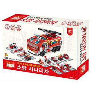 디코 소방 사다리차 트랜스폼 블럭 세트 12 in 1 블럭 레고 호환 블록