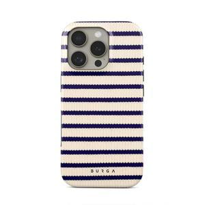 BURGA 럭셔리 블루 스트라이프 전화 케이스 iPhone 16 15 14 13 12 11 Pro Max X XS XR XSMax 7 8 Plus 더블 레이어 커버