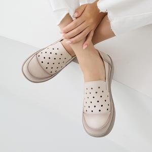 천연소가죽 리텐 펀칭 컴포트 슬립온 4.5cm