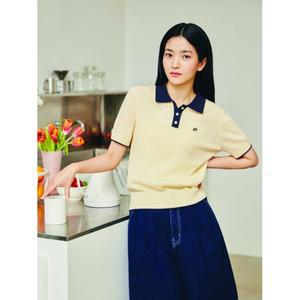 폴햄 POLHAM 여성 버튼넥 케이블 반팔 니트_PHF2ET2470 PHF2ET2470 307896