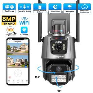 Hongnaer 8MP V380 Pro 듀얼 렌즈 네트워크 무선 IP 감시 WiFi CCTV 홈 보안 카메라