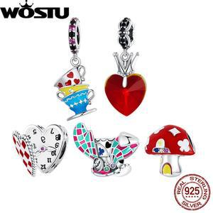 WOSTU 925 스털링 실버 패션 다채로운 매직 시리즈 매직 캣 참 비즈 여성용 맞춤 팔찌 파인 DIY 주얼리